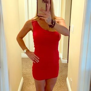 GUESS Red Snakeskin Bodycon Mini Dress S